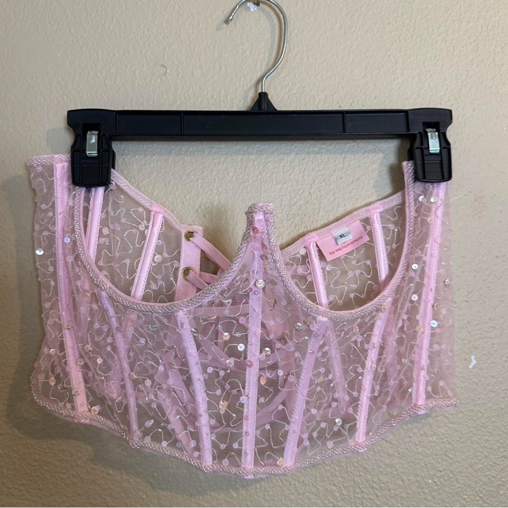 Dyspnea Ta Ta Pink Bodice Sequin Beaded Bustier